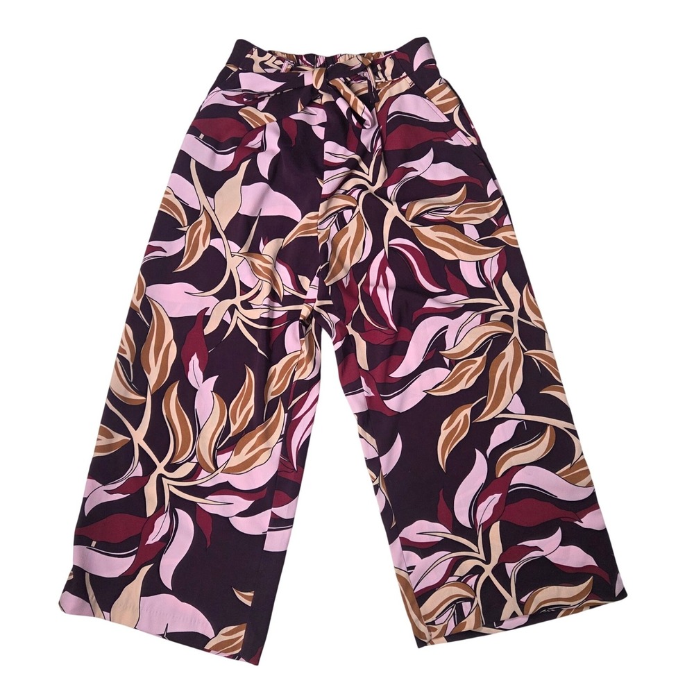 Eliane Rose Botanical Boho Wide Leg Pants Floral Purple Flowy Vacation Trousers